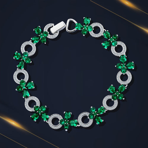 Green Emerald 925 Silver Bracelet - fathyibrahim