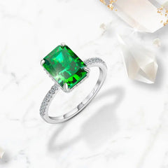 Green Ice Crushed 925 Silver Ring - Rings