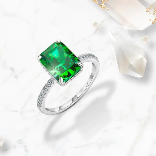 Green Ice Crushed 925 Silver Ring - Rings