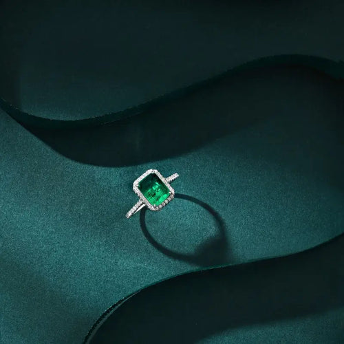 Green Shiny Zircon 925 Silver Ring - Rings