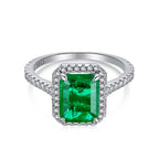 Green Shiny Zircon 925 Silver Ring - Rings