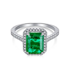 Green Shiny Zircon 925 Silver Ring - Rings