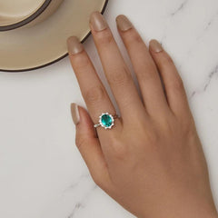 Green Zircon 925 Silver Ring - fathyibrahim