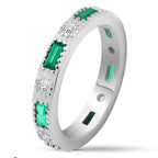 Green Zircon Band Ring - 925 sterling silver - Rings