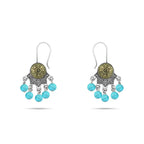 Handcrafted 925 sterling silver Arabic earring featuring a turquoise stone - Turquoise - Earrings