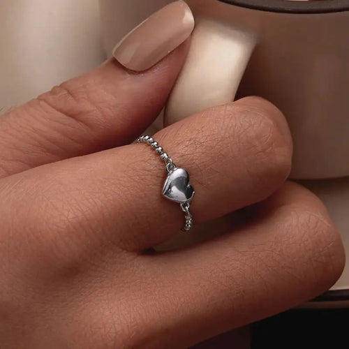 Heart Chain 925 Silver Ring - Rings
