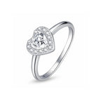 Heart-Shaped Ring with a Zircon Stone - 925 Sterling Silver