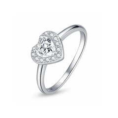 Heart-Shaped Ring with a Zircon Stone - 925 Sterling Silver