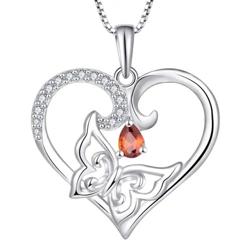 Heart with butterfly - Neklace 925 Sterling Silver