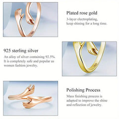 Hug Open 925 Silver Ring - Rose gold - fathyibrahim