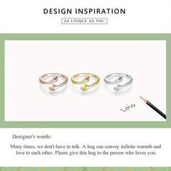 Hug Open 925 Silver Ring - Rose gold - fathyibrahim