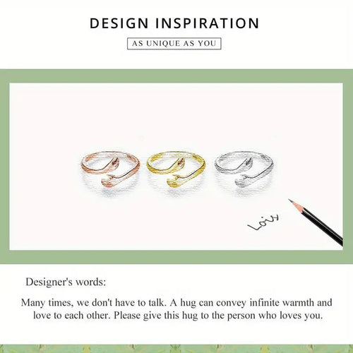 Hug Open 925 Silver Ring - Rose gold - fathyibrahim