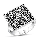 Islamic Design 925 Silver Ring - Black - Rings