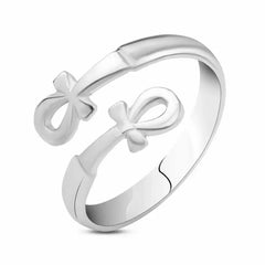 Key Of Life 925 Egyptian Silver Ring - Rings