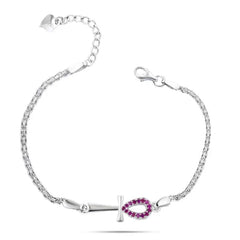 Key Of Life 925 Silver Bracelet - pink - Pink - Bracelets