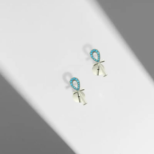 Key Of Life 925 Silver Earrings - Turquoise - Earrings