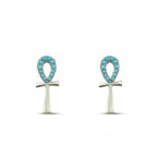 Key Of Life 925 Silver Earrings - Turquoise - Earrings