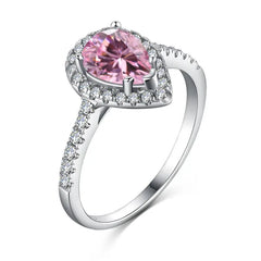 Light Pink Zircon Pear - 925 Silver Ring - Pink / 7 - Rings