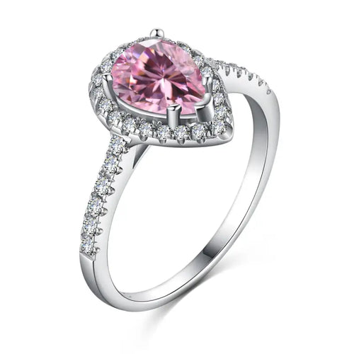 Light Pink Zircon Pear - 925 Silver Ring - Pink / 7 - Rings