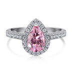 Light Pink Zircon Pear - 925 Silver Ring - Pink / 7 - Rings