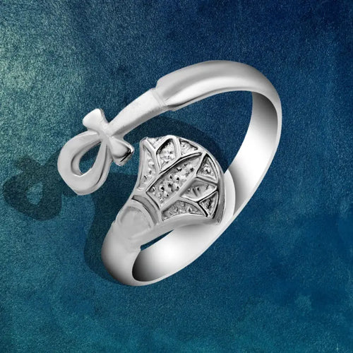 Lotus & Key Of Life 925 Silver Ring - Rings