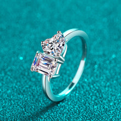 925 sterling silver ring featuring a Moissanite stone, offering exceptional brilliance and a loving design.