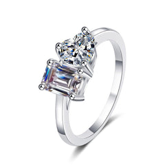 925 sterling silver ring featuring a Moissanite stone, offering exceptional brilliance and a loving design.