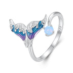 925 sterling silver ring designed with a mermaid tail opening, perfect for those who love mythical elegance.