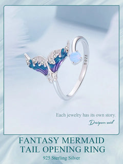A unique 925 silver ring with a mermaid tail design, offering a whimsical, sea-inspired touch.