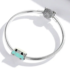 Mini Bus Charm Pendant 925 Sterling Silver - Multi Color - Charms