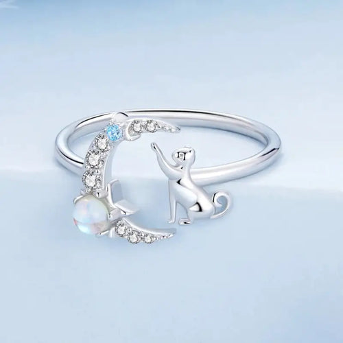 Moon and stars 925 sterling silver ring - Multi Color - Rings