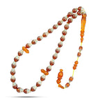 Natural Yellow Fitran Rosary inlaid with silver and Turquoise , 33 Beads - fathyibrahim