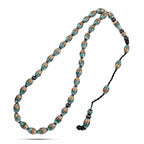 Natural Yusr Rosary Inlaid with Silver & Amber & Malachite ,33 beads - fathyibrahim