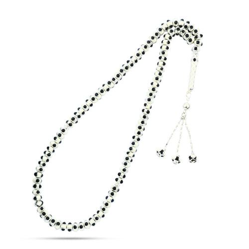 Natural Yusr Rosary inlaid with silver and Ivory, 99 Beads - fathyibrahim