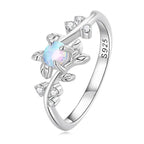 Opal Leaves 925 Silver Ring - Rings