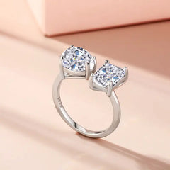 Open Zircon 925 Silver Ring - Transparent / ِAdjustable - Rings