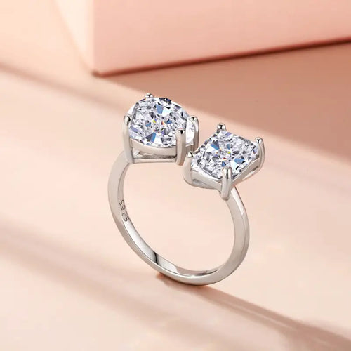 Open Zircon 925 Silver Ring - Transparent / ِAdjustable - Rings