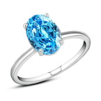 Oval Aquamarine Ice Crushed 925 Silver Ring - Light-Blue / 9 - Rings