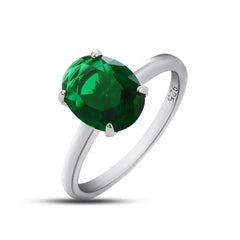Oval Green zircone ring - 925 sterling silver - Rings