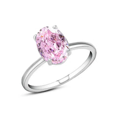 Oval Pink Ice Crushed 925 Silver Ring - Pink / 8 - Rings