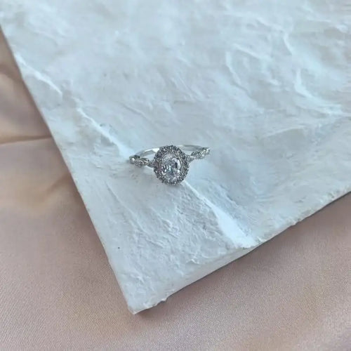 Oval Zirconia 925 Silver Ring - Rings