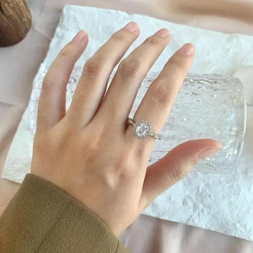 Oval Zirconia 925 Silver Ring - Rings