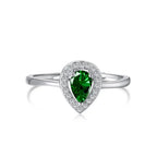 Pear Green Zircon - 925 Silver Ring - Green - Rings