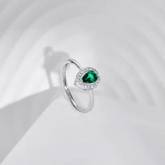 Pear Green Zircon - 925 Silver Ring - Green - Rings