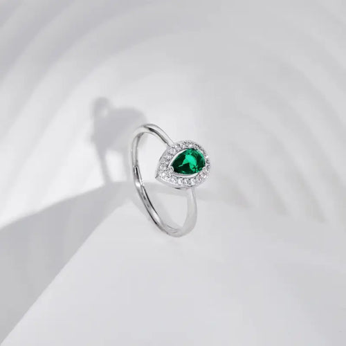 Pear Green Zircon - 925 Silver Ring - Green - Rings