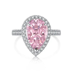 Pear Pink Ice Crushed 925 Silver Ring - Rings