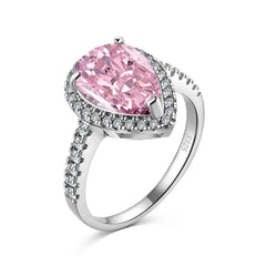 Pear Pink Ice Crushed 925 Silver Ring - Rings