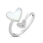 925 sterling silver ring with heart-shaped design and a pearl, symbolizing love and affection.