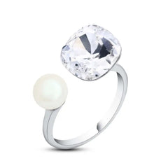 Pearl Zircon 925 Silver Ring - Transparent - Rings
