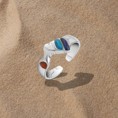 Pharaonic-inspired sterling silver knuckle ring featuring Nefertiti - Multi Color - Rings